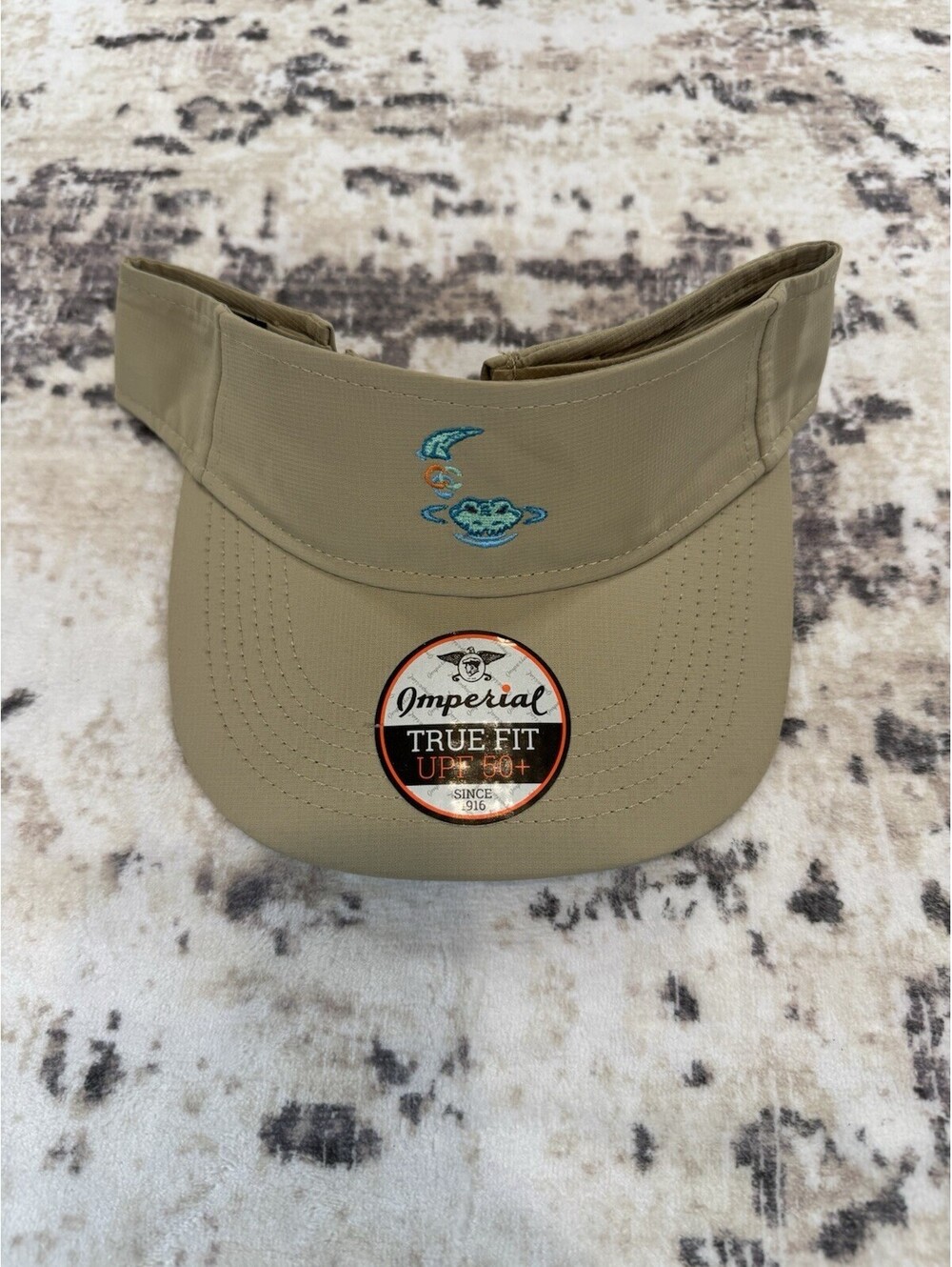 Imperial Visor - Tan True Fit UPF 50+ - Golf - Alligator Crocodile Embroidered